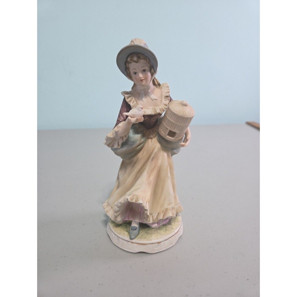 Vintage Napcoware Japan Victorian Lady & Bird Figurine Classic Gallery Collectio